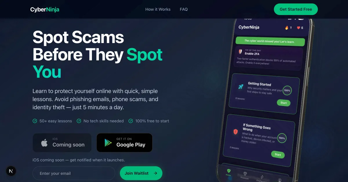 CyberNinja - Website portfolio screenshot