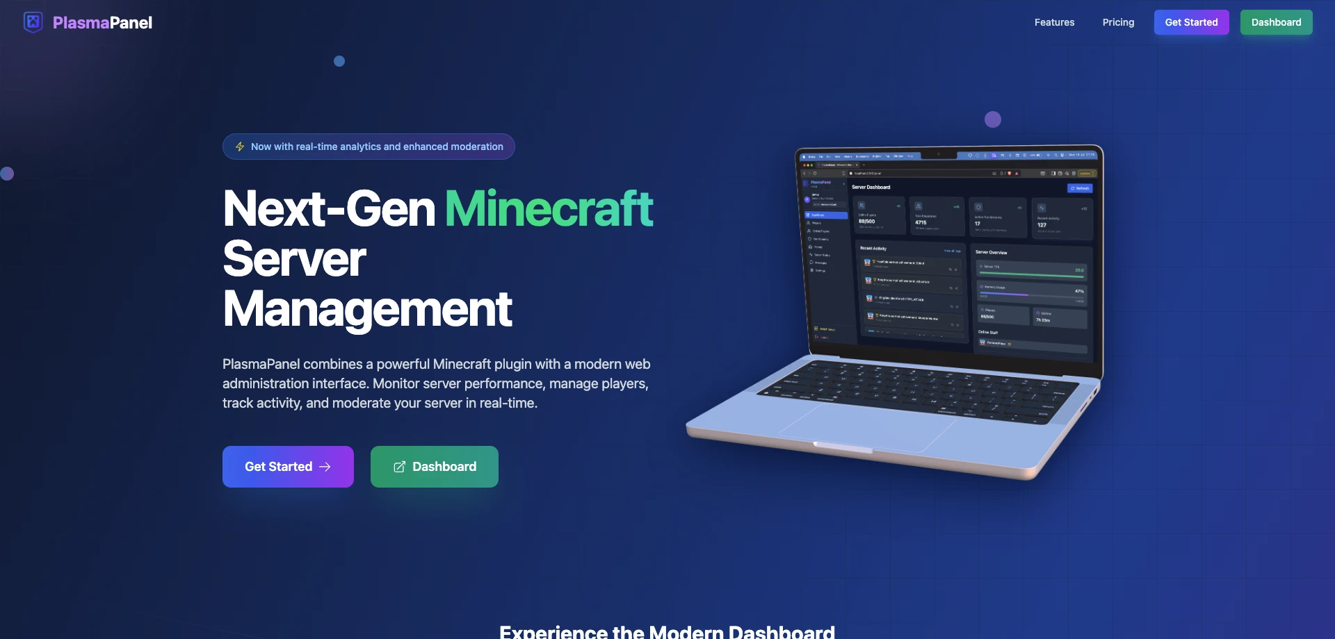PlasmaPanel - Website portfolio screenshot
